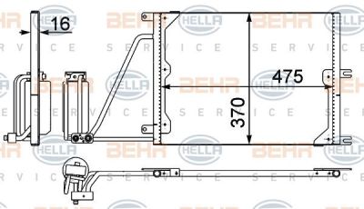 HELLA Конденсатор кондиционера OPEL: VECTRA B (36_) 2.0 DTI 16V/2.2 DTI 16V 95-02, VECTRA B Наклонная задняя часть (38_) 2.0 DTI 16V/2.2 DTI 16V 95-03, VECTRA B универсал (31_) (8FC351037-631)