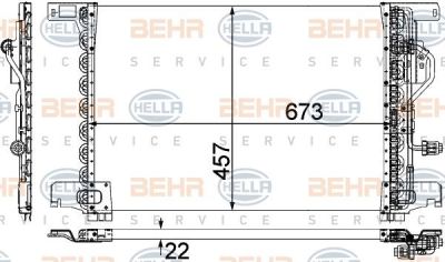 HELLA Радиатор кондиционера 673x457.2x22.24 MB Actros, Axor (8FC351300-131)