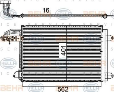 HELLA Радиатор кондиционера AUDI/VW/SKODA A3/GOLF 5/JETTA 3/OCTAVIA (8FC351301-041)