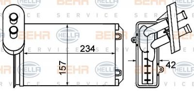 Hella 8FH 351 001-611 теплообменник, отопление салона на SKODA OCTAVIA Combi (1U5)