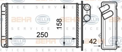 Hella 8FH 351 024-331 теплообменник, отопление салона на PEUGEOT 405 II (4B)