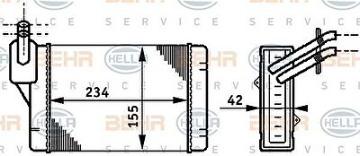 Hella 8FH 351 311-061 теплообменник, отопление салона на SKODA OCTAVIA Combi (1U5)