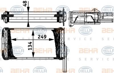 Hella 8FH 351 311-581 теплообменник, отопление салона на FORD SIERRA Наклонная задняя часть (GBC, GBG)