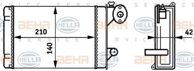 Hella 8FH 351 313-341 теплообменник, отопление салона на VW POLO купе (86C, 80)