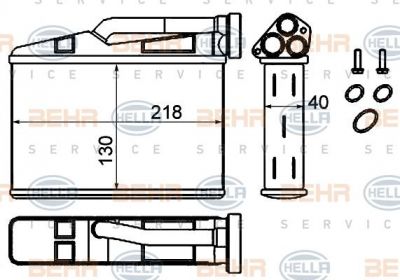 Hella 8FH 351 333-204 теплообменник, отопление салона на 5 Touring (E39)