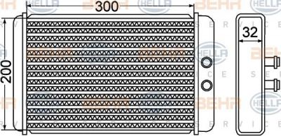 HELLA Радиатор отопителя PSA Jumper/Boxer//Ducato 94-> (300x300x32mm) (6448H8, 8FH351308-261)