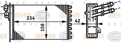 HELLA Радиатор отопителя VW Golf4/A3 99- 1J1819031A/1J1819031B (1J1819031A, 8FH351311-021)