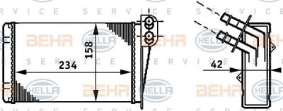 HELLA Радиатор отопителя RENAULT Clio II 98-> (77 01 045 552, 8FH351311-031)