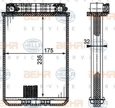 HELLA Радиатор отопителя MB W203 00- (2038300161, 8FH351311-181)