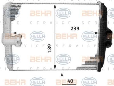 HELLA Радиатор отопителя MB W210 95- (2108300661, 8FH351311-761)