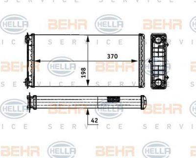 HELLA Радиатор отопителя DAF CF+XF (с клапаном) (8FH351312-181)