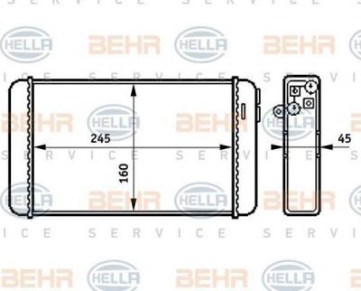 HELLA Радиатор отопления салона OPEL Omega A 86-94 (1843103, 8FH351313-281)