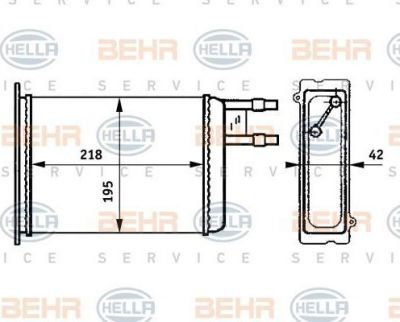 HELLA Радиатор отопителя CITROEN: JUMPER c бортовой платформой/ходовая часть (230) 1.9 TD/2.0/2.5 D/2.5 D 4X4/2.5 TD/2.5 TDi/2.5 TDi 4X4/2.8 HDi 94-02, JUMPER автобус (23 (8FH351313-371)