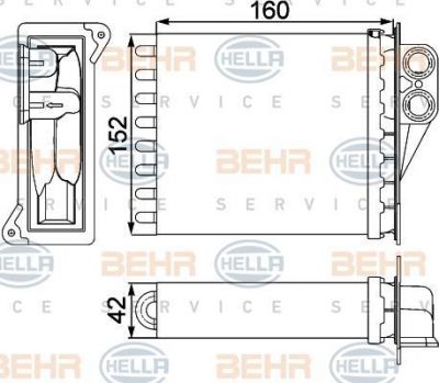 HELLA Радиатор отопителя MERCEDES-BENZ SPRINTER 06- (0038359001, 8FH351313-591)