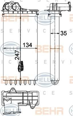 HELLA Радиатор отопителя Peugeot 206 98 (6448.Q2, 8FH351315-561)