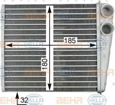 HELLA Радиатор печки AUDI/VW/SKODA 2003=> (8FH351315-781)