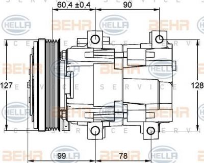 Hella 8FK 351 113-081 компрессор, кондиционер на FORD ESCORT VII седан (GAL, AFL)