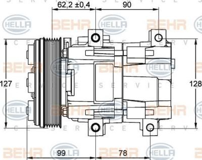 Hella 8FK 351 113-131 компрессор, кондиционер на FORD ESCORT VII (GAL, AAL, ABL)