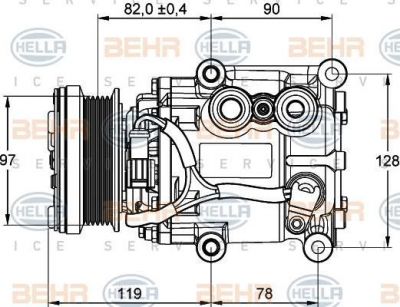 Hella 8FK 351 113-311 компрессор, кондиционер на FORD FOCUS (DAW, DBW)