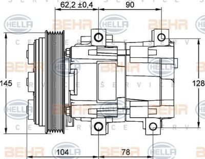 Hella 8FK 351 113-361 компрессор, кондиционер на FORD TRANSIT c бортовой платформой/ходовая часть (E_ _)