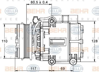 Hella 8FK 351 113-411 компрессор, кондиционер на FORD MONDEO III (B5Y)
