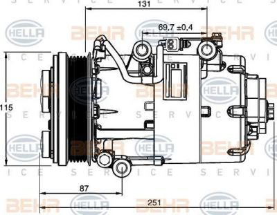Hella 8FK 351 113-481 компрессор, кондиционер на FORD FOCUS II седан (DA_)
