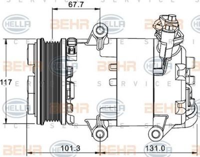 Hella 8FK 351 334-041 компрессор, кондиционер на LAND ROVER FREELANDER 2 (LF_, FA_)
