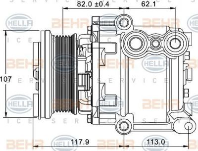 Hella 8FK 351 334-081 компрессор, кондиционер на FORD FUSION (JU_)