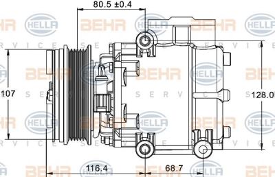 Hella 8FK 351 334-101 компрессор, кондиционер на FORD MONDEO III (B5Y)