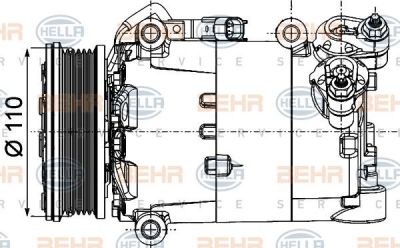 Hella 8FK 351 334-361 компрессор, кондиционер на FORD MONDEO IV седан (BA7)