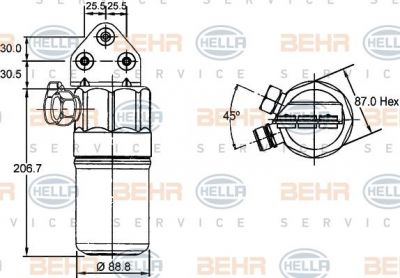 Hella 8FT 351 197-321 осушитель, кондиционер на AUDI A6 Avant (4B5, C5)