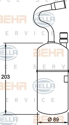 HELLA Осушитель кондиционера: 850/C70/S70/V70/91-05/2.0/2.3/2.5/2.5D (8FT351192-021)