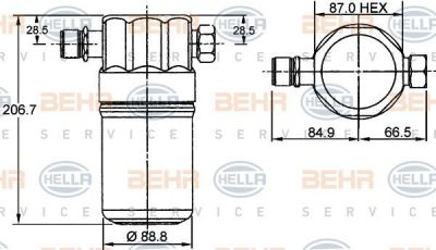 HELLA Осушитель кондиционера AUDI A6 97-05 (8D0 820 193 A, 8FT351192-041)