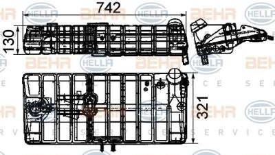 HELLA Расширительный бачок 321х743х321 MAN F91 (8MA376705-241)