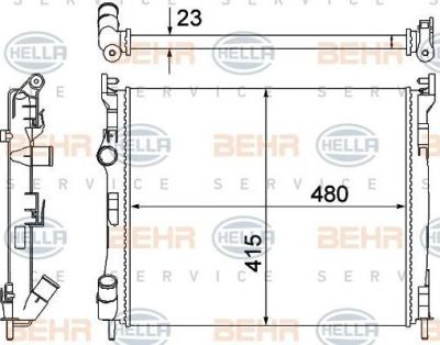 Hella 8MK 376 700-384 радиатор, охлаждение двигателя на RENAULT CLIO II (BB0/1/2_, CB0/1/2_)