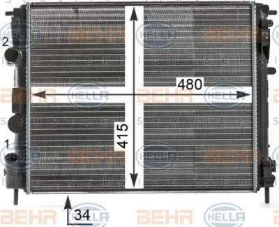 Hella 8MK 376 700-571 радиатор, охлаждение двигателя на RENAULT LOGAN I универсал (KS_)