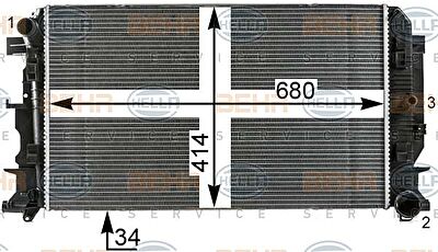 Hella 8MK 376 701-001 радиатор, охлаждение двигателя на MERCEDES-BENZ SPRINTER 5-t c бортовой платформой/ходовая часть (906)