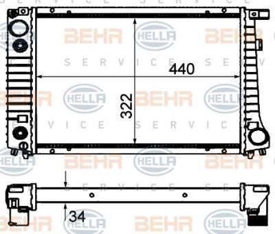 Hella 8MK 376 703-024 радиатор, охлаждение двигателя на 3 кабрио (E30)