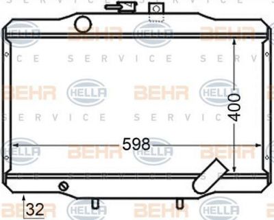 Hella 8MK 376 705-741 радиатор, охлаждение двигателя на MITSUBISHI L 300 фургон (P0_W, P1_W, P0_V, P1_V, P_2V, P2_W)