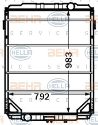 Hella 8MK 376 705-791 радиатор, охлаждение двигателя на RENAULT TRUCKS Magnum