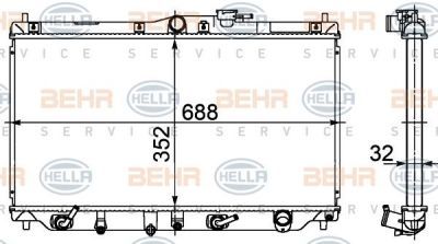 Hella 8MK 376 708-311 радиатор, охлаждение двигателя на ROVER 600 (RH)