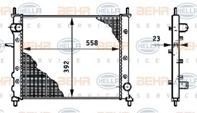 Hella 8MK 376 708-501 радиатор, охлаждение двигателя на FIAT MAREA Weekend (185)