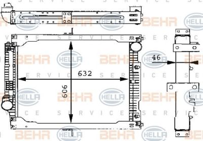 Hella 8MK 376 709-321 радиатор, охлаждение двигателя на MERCEDES-BENZ MK