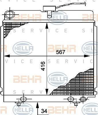 Hella 8MK 376 710-491 радиатор, охлаждение двигателя на MERCEDES-BENZ S-CLASS (W126)
