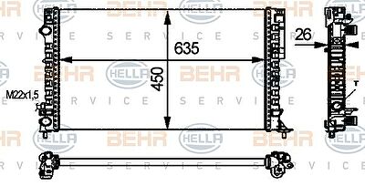 Hella 8MK 376 712-681 радиатор, охлаждение двигателя на RENAULT LAGUNA I (B56_, 556_)