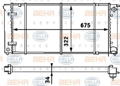 Hella 8MK 376 713-311 радиатор, охлаждение двигателя на VW SCIROCCO (53B)