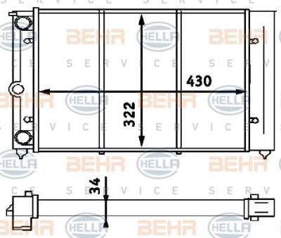 Hella 8MK 376 713-321 радиатор, охлаждение двигателя на VW PASSAT (32B)