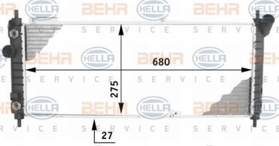 Hella 8MK 376 713-594 радиатор, охлаждение двигателя на OPEL CORSA B (73_, 78_, 79_)