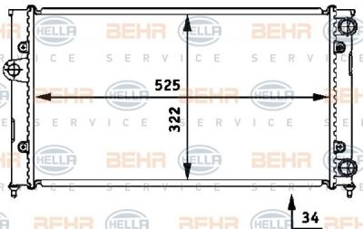 Hella 8MK 376 713-761 радиатор, охлаждение двигателя на VW GOLF III (1H1)