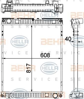 Hella 8MK 376 714-211 радиатор, охлаждение двигателя на MAN TGM